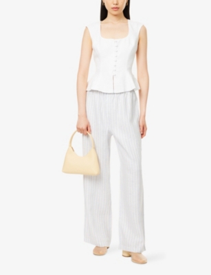 Reformation Womens Paolina Peplum-hem Linen Top White