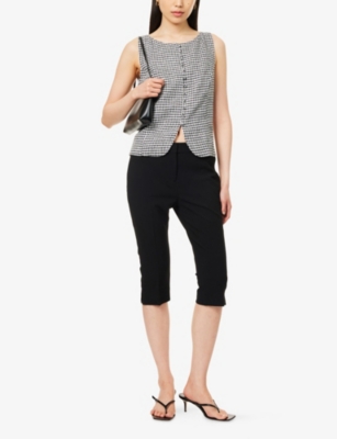 REFORMATION: Addison Check-Print Linen Top