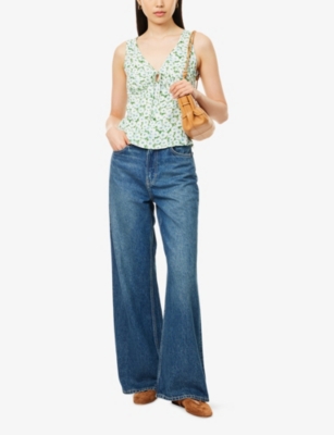 Reformation Womens Daisy Meadow Miri Floral-print Crepe Top