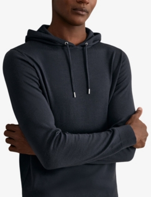 REISS: Holland Drawstring Merino Wool Knit Hoody