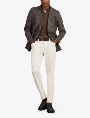 Reiss Mens Chocolate Brown Blackhall Half-zip Long-sleeve Merino-wool Jumper In Brown