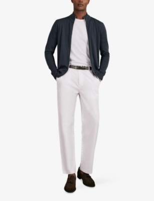 REISS: Hampshire Zip-Through Merino Wool Knitted Cardigan