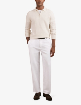REISS: Hamilton Waffle Wool Knitted Polo Shirt