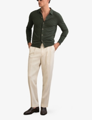 REISS: Gideon V-Stitch Wool Knitted Cardigan