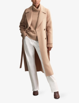 Reiss Womens  Brooklyn Roll-neck Wool And Cashmere-blend Jumper In Nude