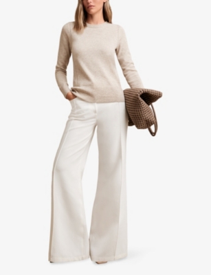 Reiss Womens Oatmeal Neutral Anya Open Stitch-detail Wool-blend Jumper In Neutral