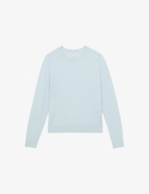 Reiss Womens Blue Hester Round-neck Wool Jumper In Blue