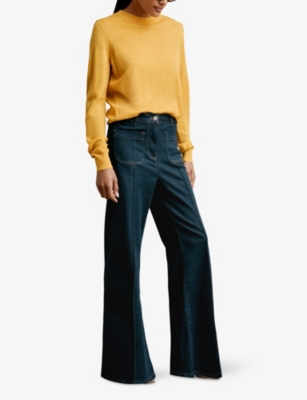 Reiss Womens Yellow Hester Round-neck Wool Jumper In Yellow