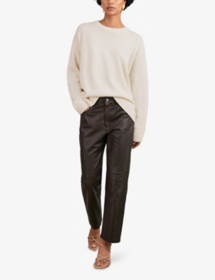 Reiss Womens Ella Crewneck Long-sleeve Wool And Cashmere Jumper Cream Xs In White