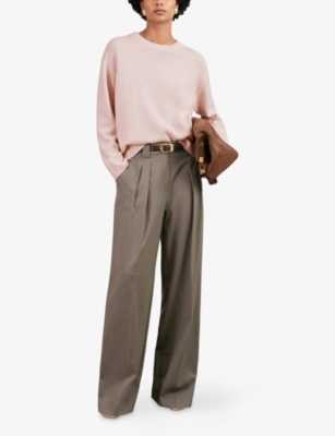 Reiss Womens Pink Ella Crewneck Long-sleeve Wool And Cashmere Jumper In Pink