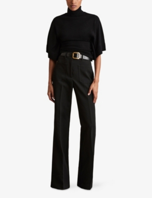 Reiss Womens Black Hadley Roll-neck Wool Jumper In Black