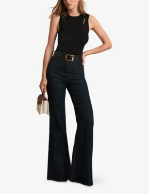 Reiss Womens Black Rhylee Cut-out Knitted Vest