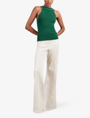 Reiss Womens Green Maisie Low-back Stretch-knit Vest In Green