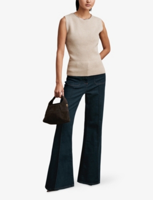 REISS: Necklace-Trim Sleeveless Knitted Top