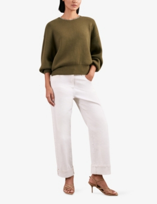 REISS: Nadia Necklace-Embroidered Long-Sleeve Wool And Cashmere-Blend Jumper