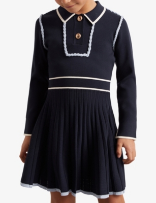 Reiss Girls' Freya Piped Knitted Dress - Little Kid, Big Kid In Blue