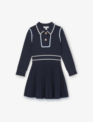 Reiss Girls' Freya Piped Knitted Dress - Little Kid, Big Kid In Blue