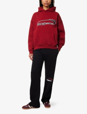 SISTERS & SEEKERS: Oversized Embroidered-Text Cotton-Jersey Hoody