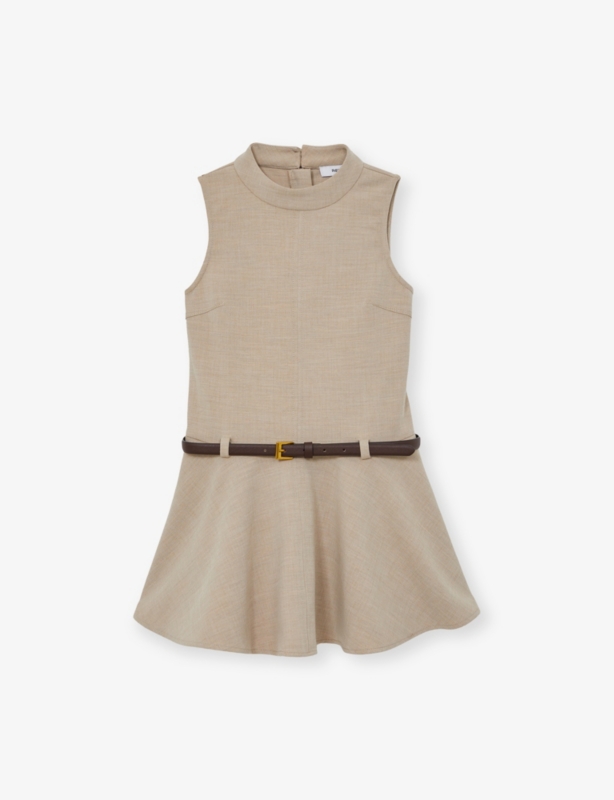 Bella Drop-Waist Belted Sleeveless Dress 3-9 Years