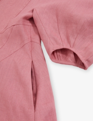 REISS: Romy Balloon-Sleeve Linen Dress 4-9 Years