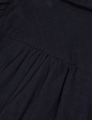 Reiss Navy Lyra Long-sleeve Corduroy Dress 9-13 In Black