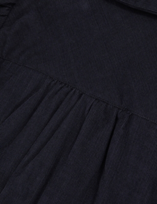 Reiss Navy Lyra Long-sleeve Corduroy Dress 9-13 In Blue