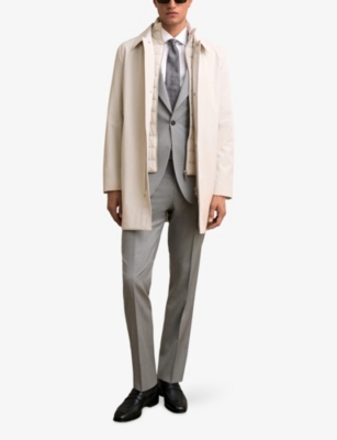 Reiss Mens Light Stone Logan Side-pocket Stretch-woven Coat Xl In White