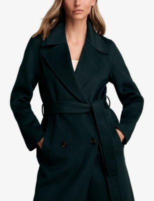 Reiss Womens Green Rene Double-breasted Wool-blend Coat In Green