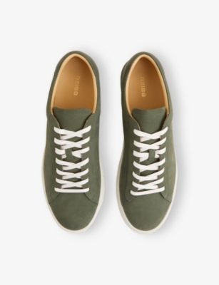 Reiss Thyme Green Finley Leather Low-top Trainers In Green