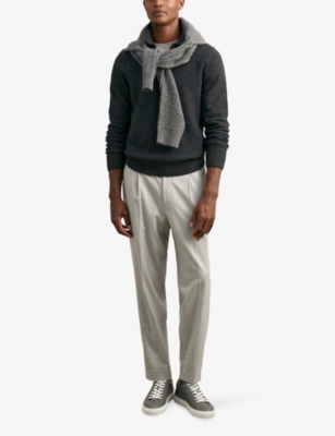 REISS: Finley Leather Low-Top Trainers