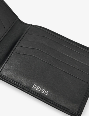 Reiss Mens Black Elton Lattice-texture Leather Wallet In Black