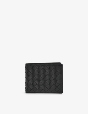 Reiss Mens Black Elton Lattice-texture Leather Wallet