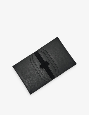 Reiss Womens Black Hilton Logo-embossed Leather Card Holder In Black