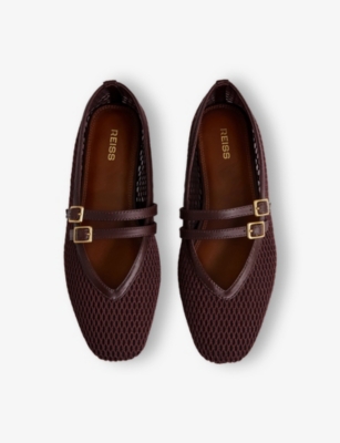 REISS: Elspeth Mesh And Leather Ballet Flats