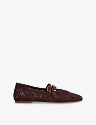 REISS: Elspeth Mesh And Leather Ballet Flats