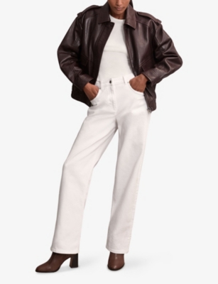 REISS: Hana Heeled Leather Ankle Boots