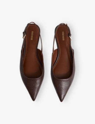 Reiss Oxblood Aubrey Leather Slingback Ballerina Pumps In Red