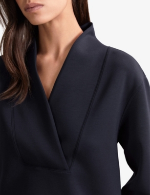 REISS: Annabel Shawl-Neck Long-Sleeve Jersey Top