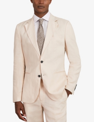Reiss Mens Grey Melange Pio Polka-dot Cotton-blend T In Brown