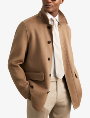 Reiss Mens Oatmeal Donato Wool And Silk T In Brown