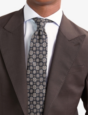REISS: Maximo Medallion-Print Silk Tie