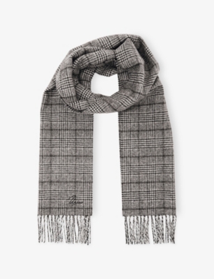 REISS: Thanos Checked Cashmere-Blend Scarf