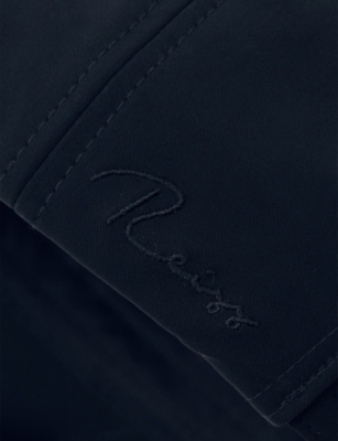 Reiss Mens Navy Brogan Brand-embroidered Stretch-woven Cap In Blue