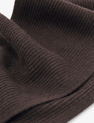 Reiss Mens Chocolate Brown Chesterfield Merino-wool Scarf In Brown