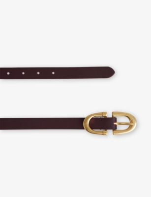 Reiss Womens Burgundy Bailey Leather Belt In Burgundy