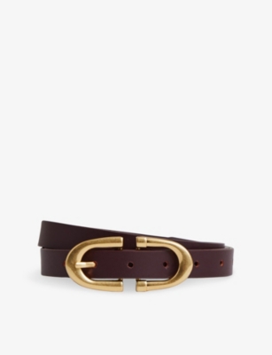 Reiss Womens Burgundy Bailey Leather Belt In Burgundy