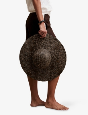 REISS: Sonia Basket-Weave Straw Sun Hat
