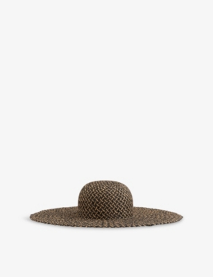 REISS: Sonia Basket-Weave Straw Sun Hat