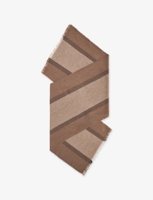 Reiss Womens Taupe Vivienne Textured Wool And Cashmere-blend Scarf In Brown