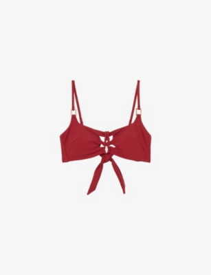 REISS: Nara Cut-Out Stretch-Woven Bikini Top